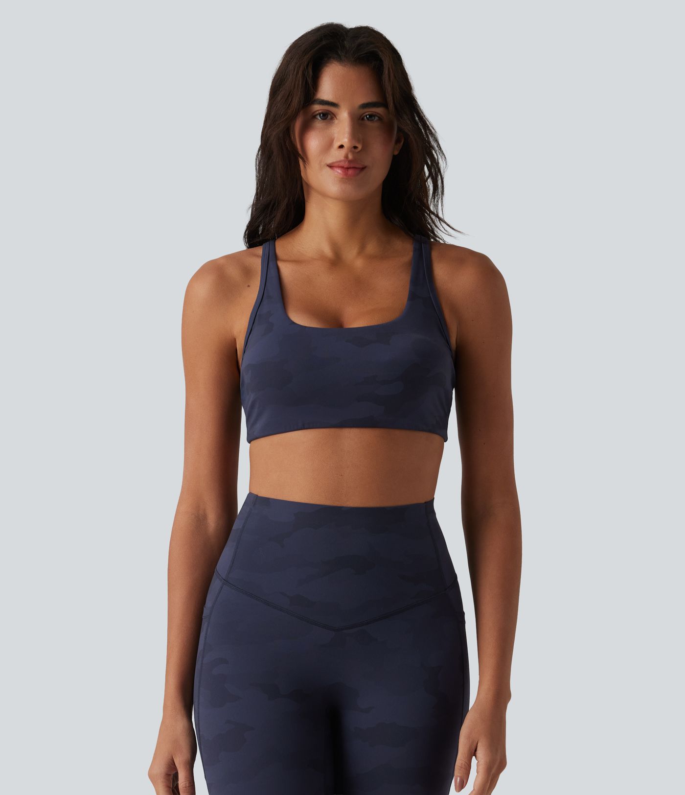 Halara UltraSculpt™ Camo Print Low Support U Neck Cut Out Yoga Sports Bra