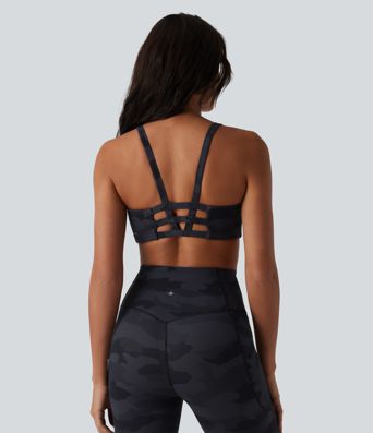 Halara UltraSculpt™ Camo Print Low Support U Neck Cut Out Yoga Sports Bra