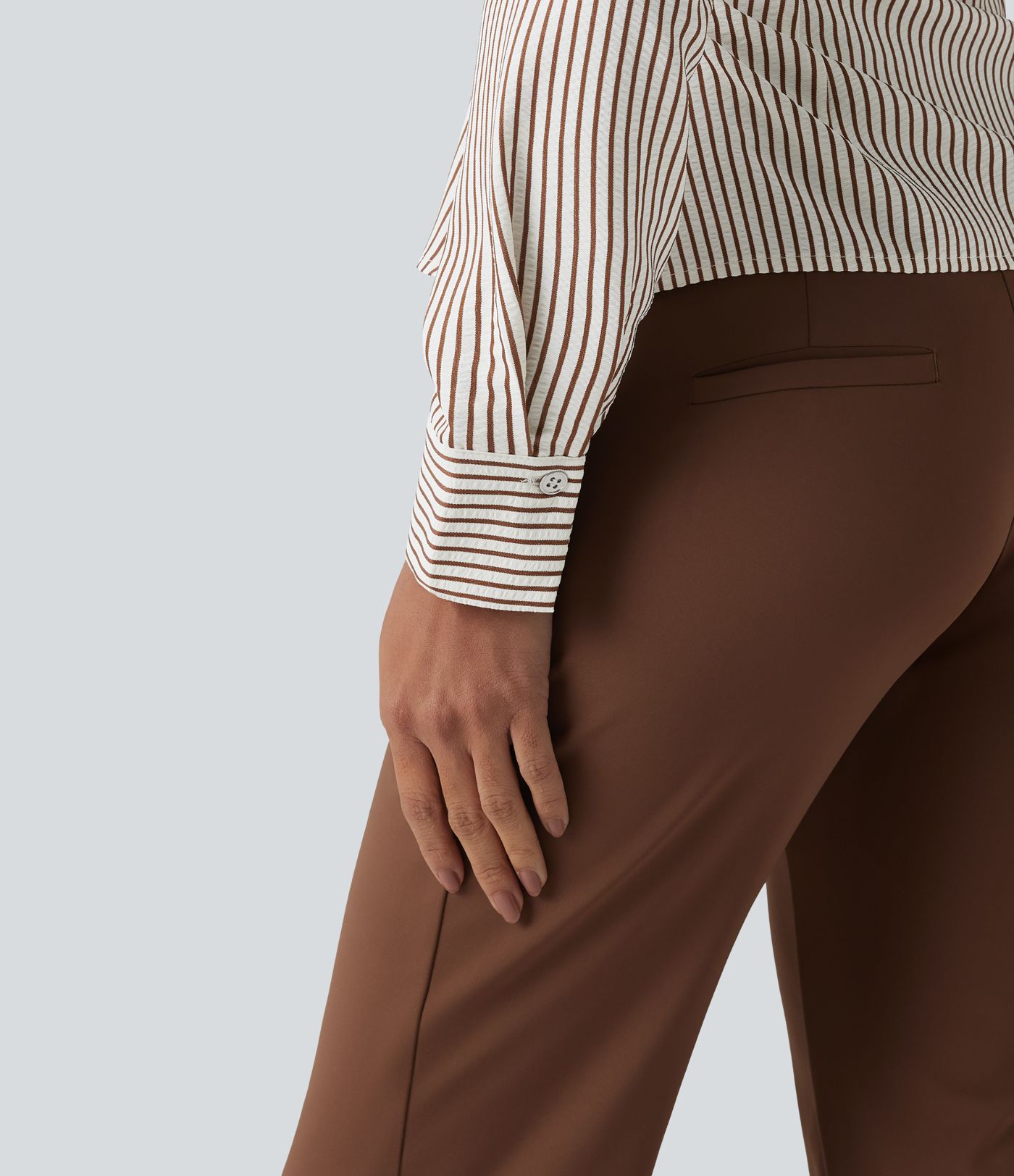 Arbeitshemd mit langen Ärmeln, Streifen, Wickeloptik und seitlichem Bindeband