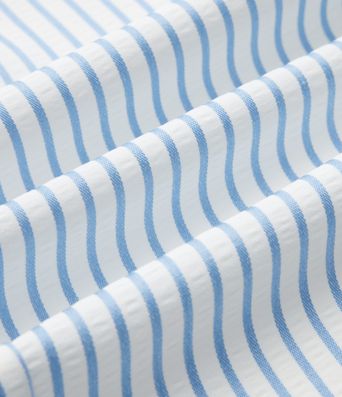 Long Sleeve Wrapped Tie Side Stripe Work Shirt