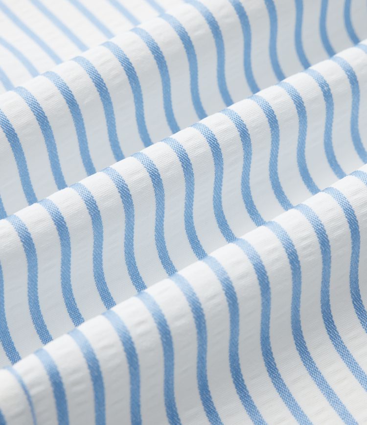 Long Sleeve Wrapped Tie Side Stripe Work Shirt