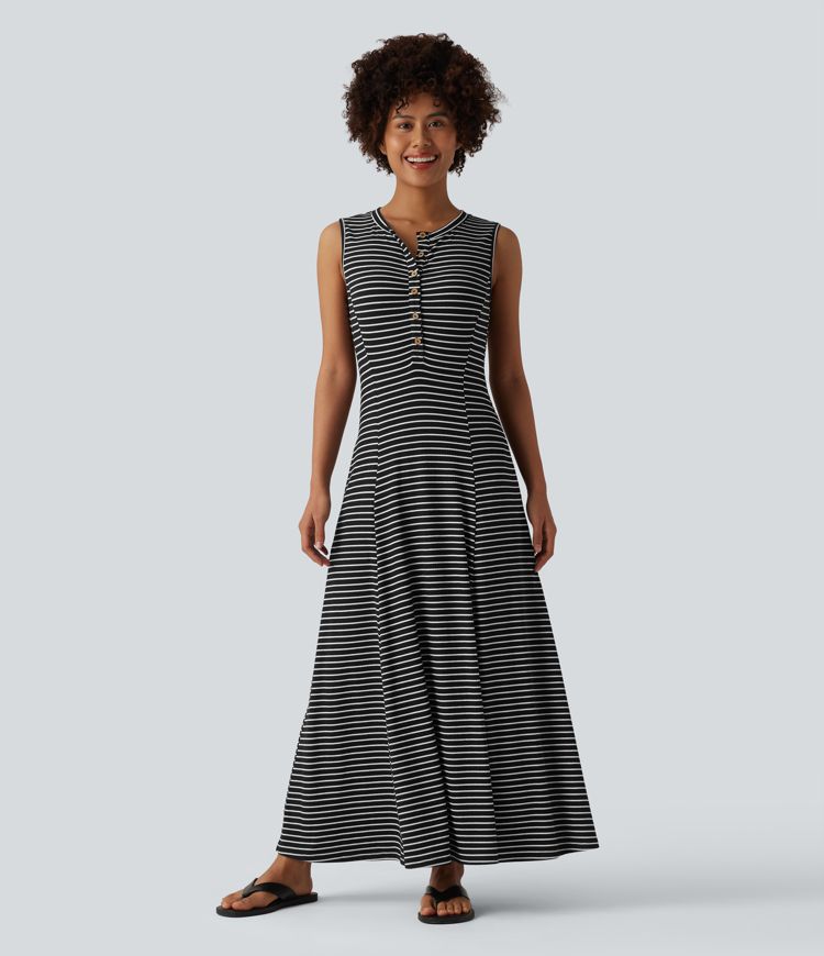 flowy striped dress Anna-Kac Vertical Striped Short Sleeve Ruffle Flowy Swing Dress With B –  ALILANG.COM main image 0