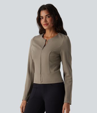 Round Neck Long Sleeve Work Jacket