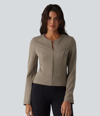 Round Neck Long Sleeve Work Jacket