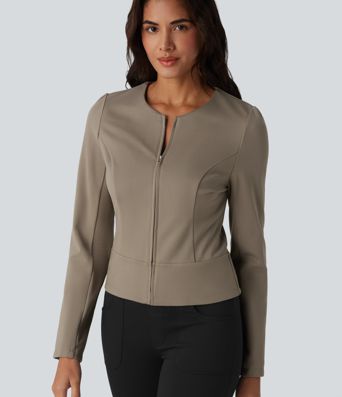 Round Neck Long Sleeve Work Jacket