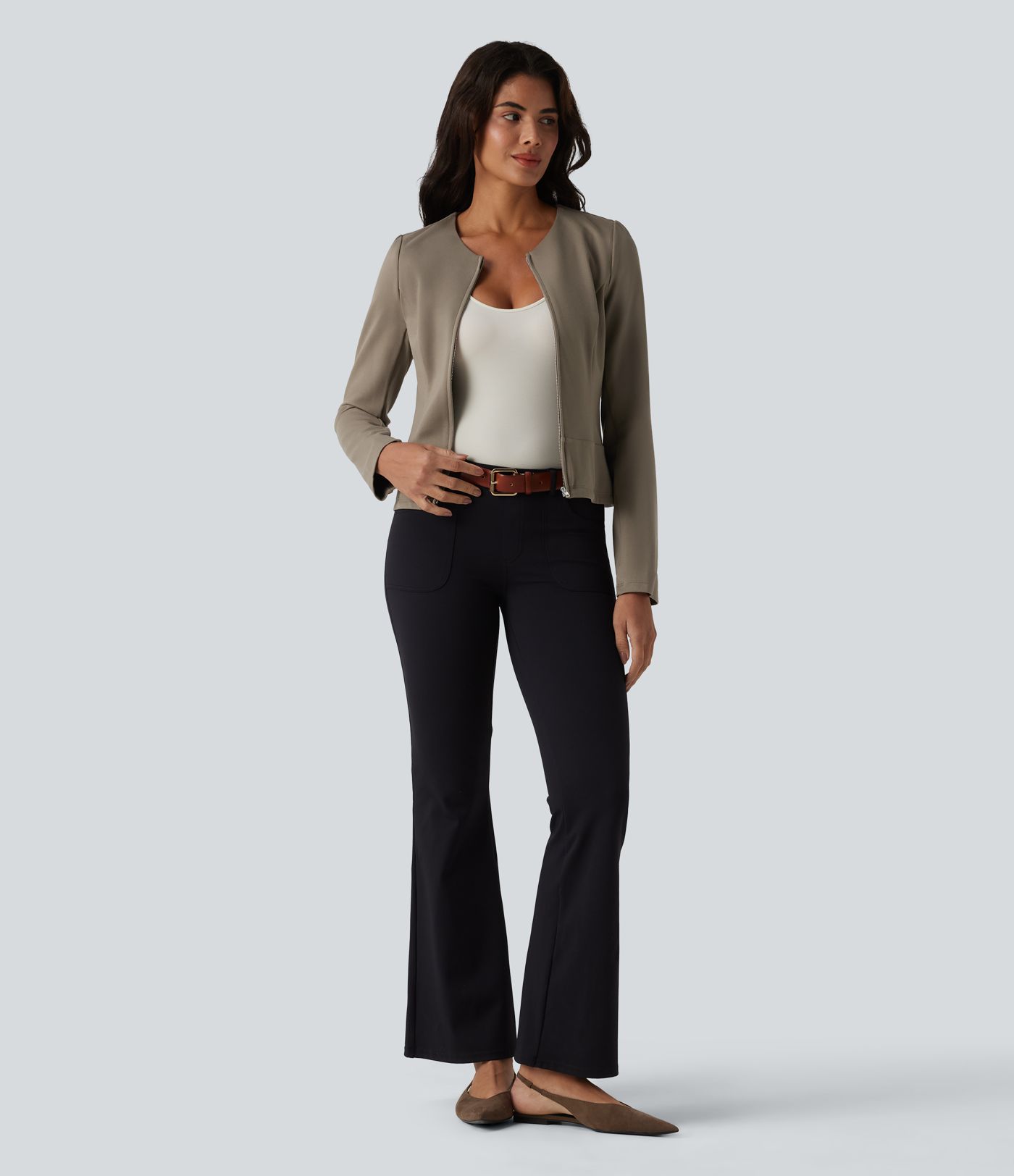 Round Neck Long Sleeve Work Jacket