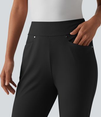 High Waisted Tapered Golf Pants with Pockets