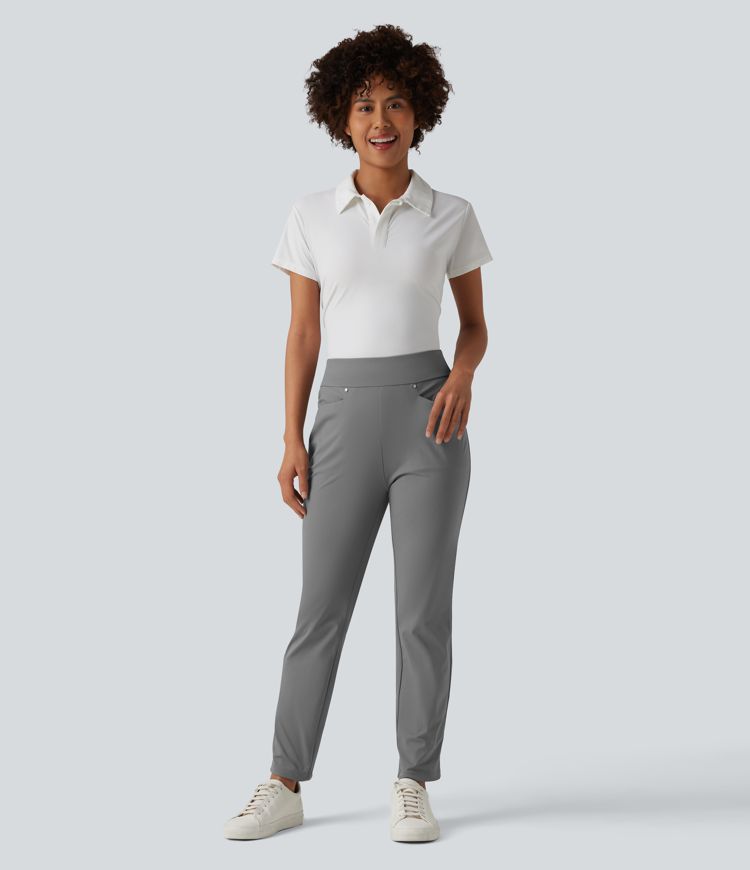 Schmal zulaufende Golfhose mit hohem Bund und Seitentaschen
