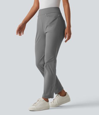 Schmal zulaufende Golfhose mit hohem Bund und Seitentaschen