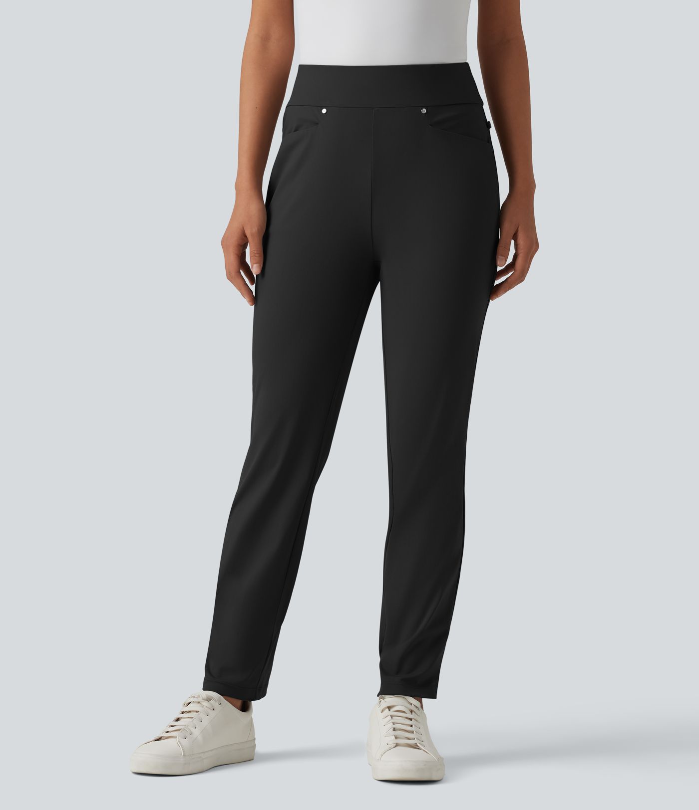 High Waisted Tapered Golf Pants with Pockets