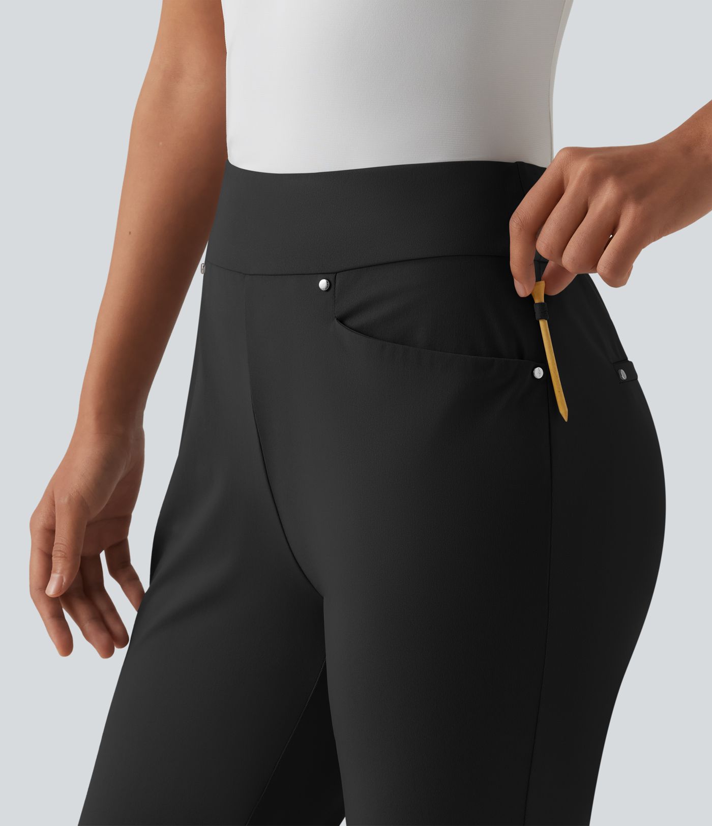 High Waisted Tapered Golf Pants with Pockets