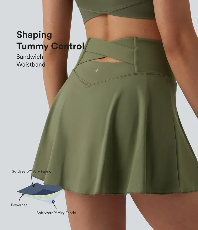 Softlyzero™ Airy High Waisted Tummy Control 2-in-1 InstantCool Mini Tennis Skirt with Pockets