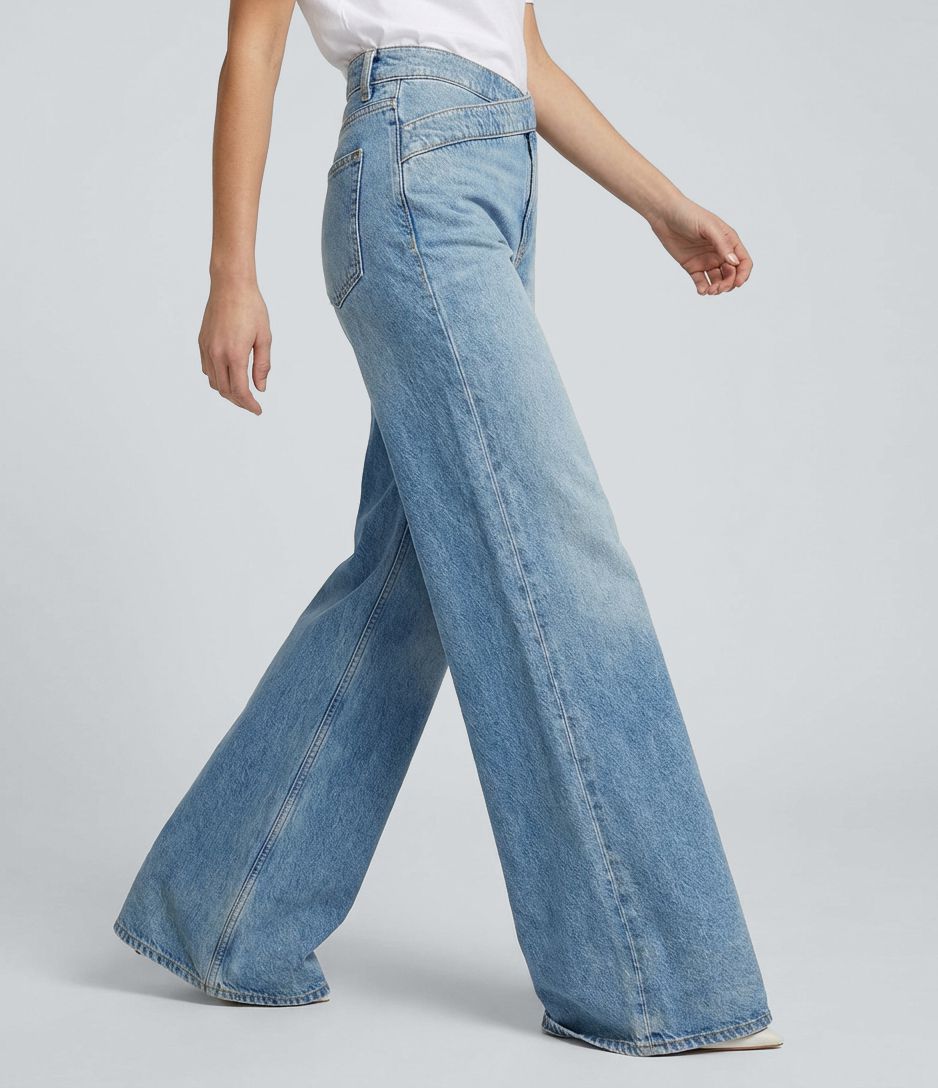 Halara Flex™ Mid Rise Crossover Wide Leg Washed Casual Jeans with Pockets