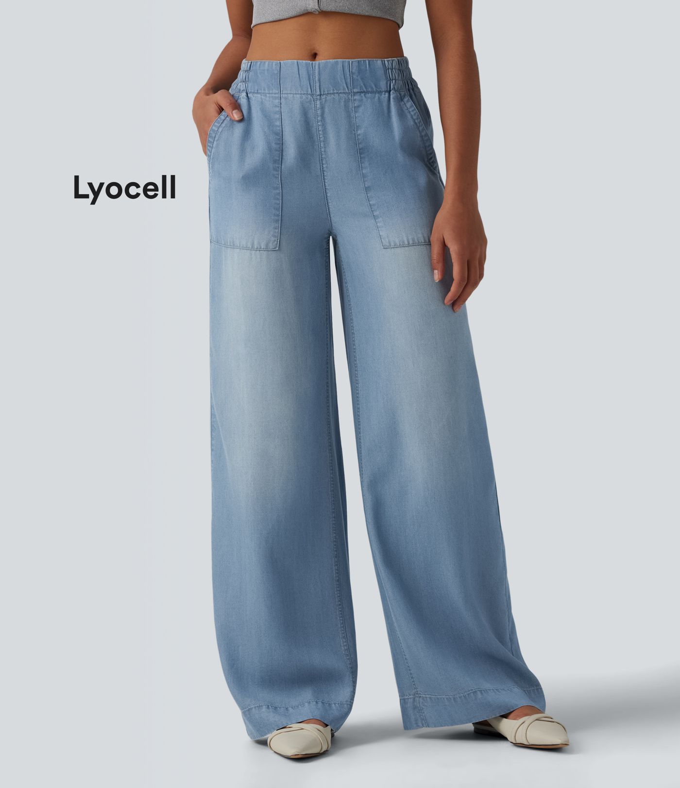 Lässige Jeans aus Lyocell mit mittelhohem Bund und mehreren Taschen