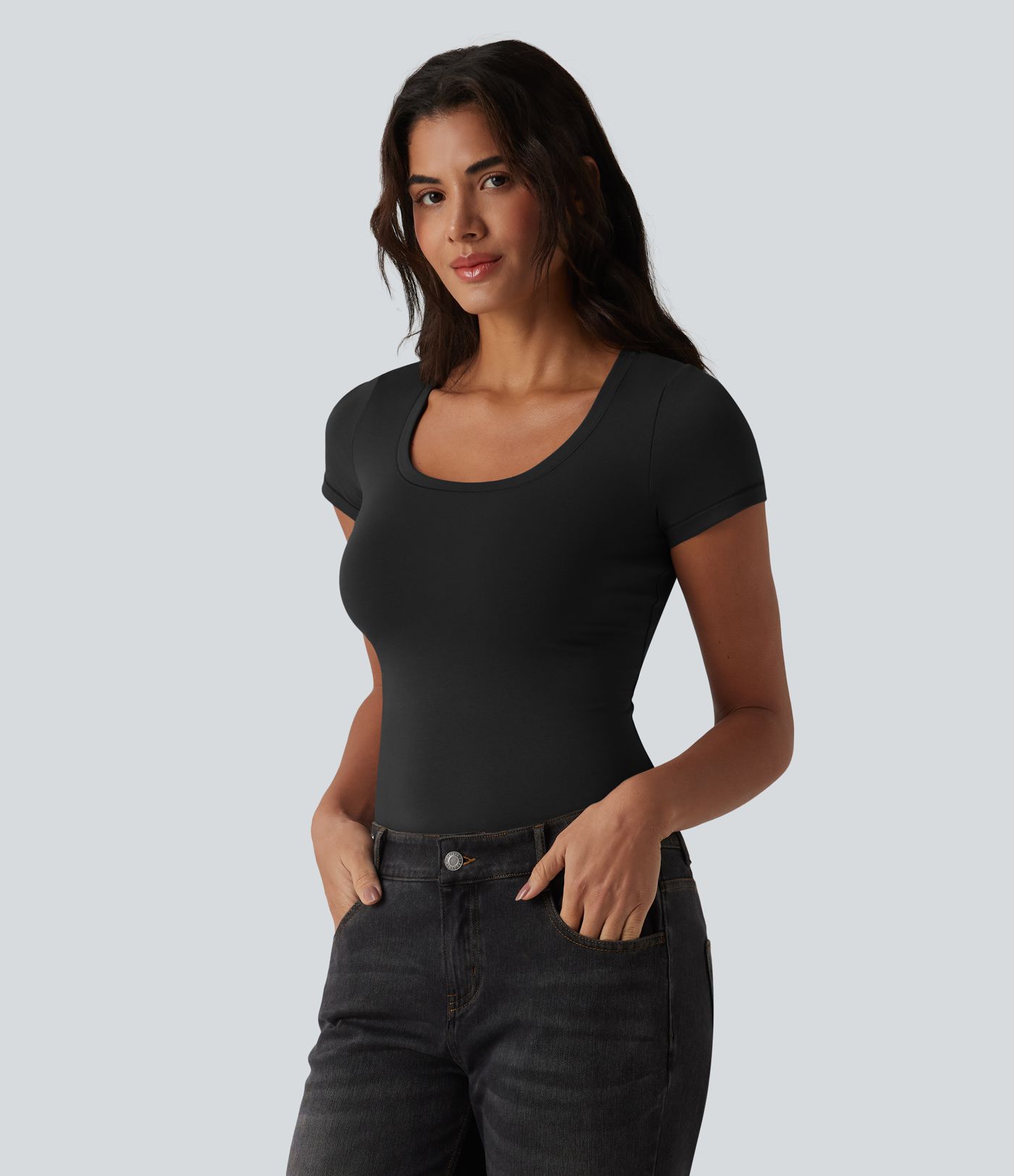 Halara Cotton Jersey Scoop Neck Short Sleeve Casual T-Shirt