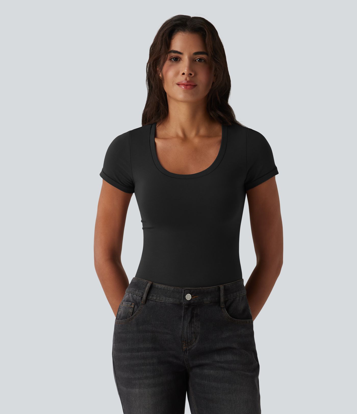 Halara Cotton Jersey Scoop Neck Short Sleeve Casual T-Shirt