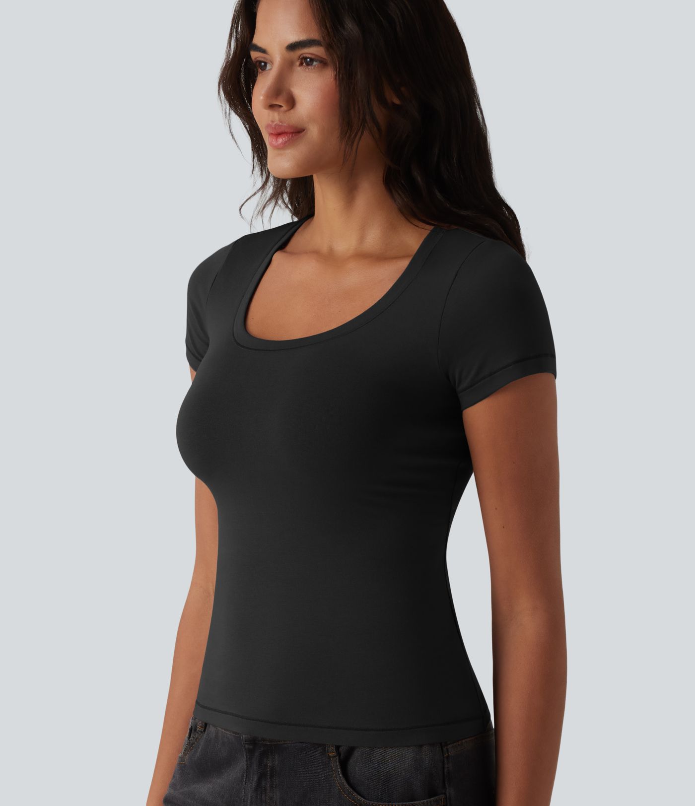 Halara Cotton Jersey Scoop Neck Short Sleeve Casual T-Shirt