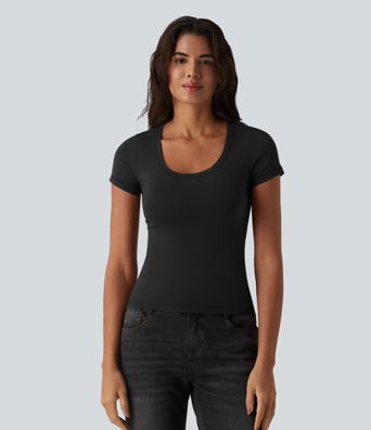 Halara Cotton Jersey Scoop Neck Short Sleeve Casual T-Shirt