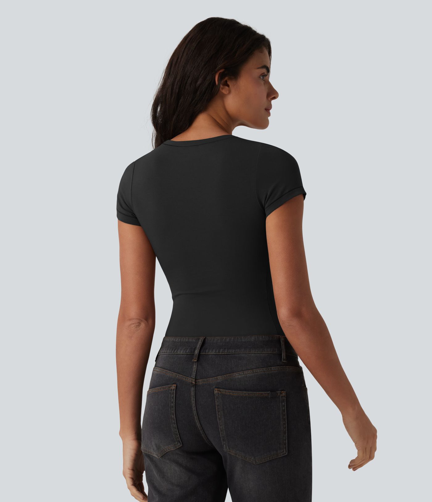 Halara Cotton Jersey Scoop Neck Short Sleeve Casual T-Shirt