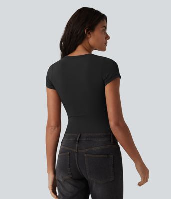 Halara Cotton Jersey Scoop Neck Short Sleeve Casual T-Shirt