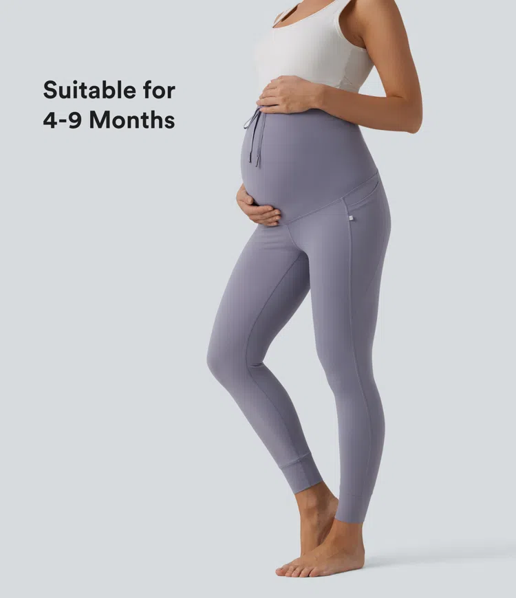 Falling Gray Purple Halara UltraSculpt™ - 7/8-Umstands-Yoga-Leggings mit superhohem Bund, Seitentaschen und Kordelzug / 1