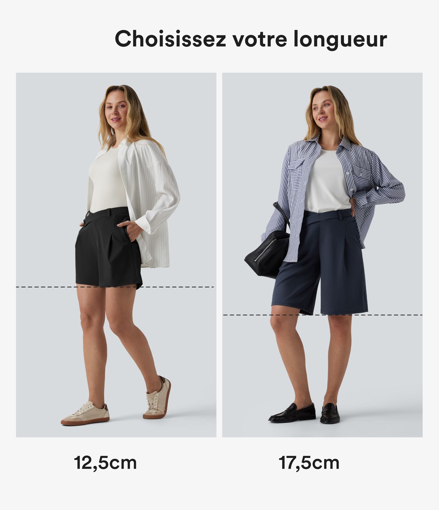 DayStretch tailored shorts with asymmetrical mid-rise (12.5 cm) and pockets