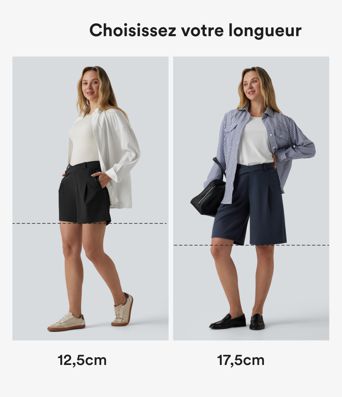 DayStretch tailored shorts with asymmetrical mid-rise (12.5 cm) and pockets