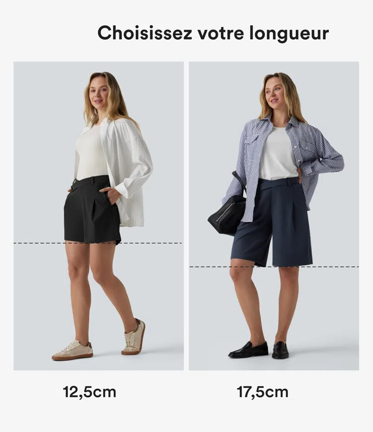 Black Short tailleur DayStretch mi-taille asymétrique 12,5 cm avec poches / 2