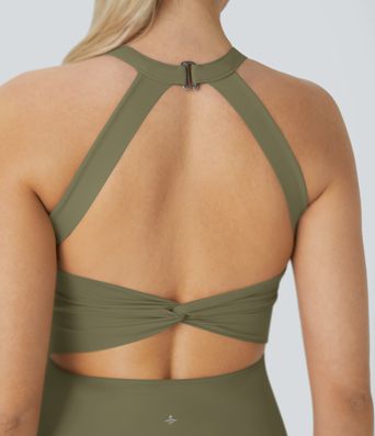 Softlyzero™ Airy, rückenfreies, gedrehtes Cool Touch Yoga-Aktivkleid – Easy Peezy Edition