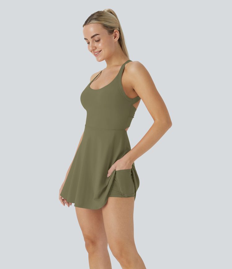 Softlyzero™ Airy, rückenfreies, gedrehtes Cool Touch Yoga-Aktivkleid – Easy Peezy Edition