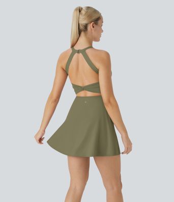 Softlyzero™ Airy, rückenfreies, gedrehtes Cool Touch Yoga-Aktivkleid – Easy Peezy Edition