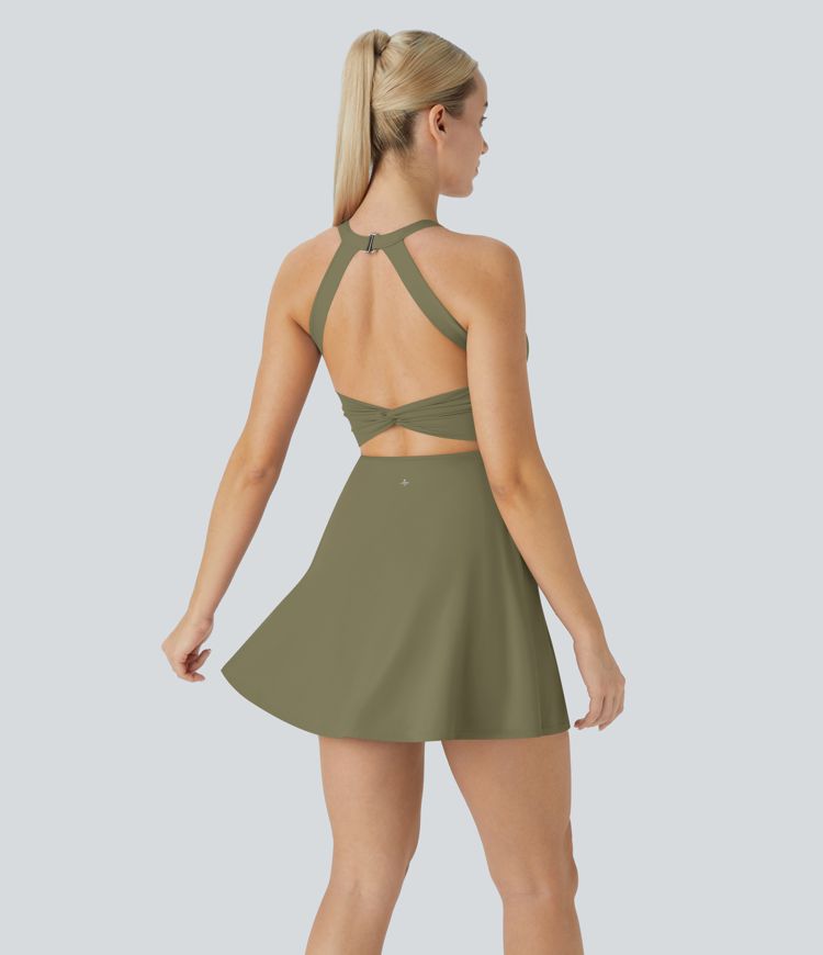 Softlyzero™ Airy, rückenfreies, gedrehtes Cool Touch Yoga-Aktivkleid – Easy Peezy Edition