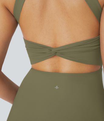 Softlyzero™ Airy, rückenfreies, gedrehtes Cool Touch Yoga-Aktivkleid – Easy Peezy Edition
