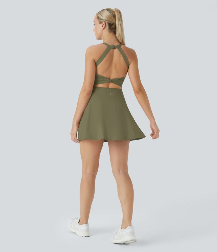 Softlyzero™ Airy, rückenfreies, gedrehtes Cool Touch Yoga-Aktivkleid – Easy Peezy Edition
