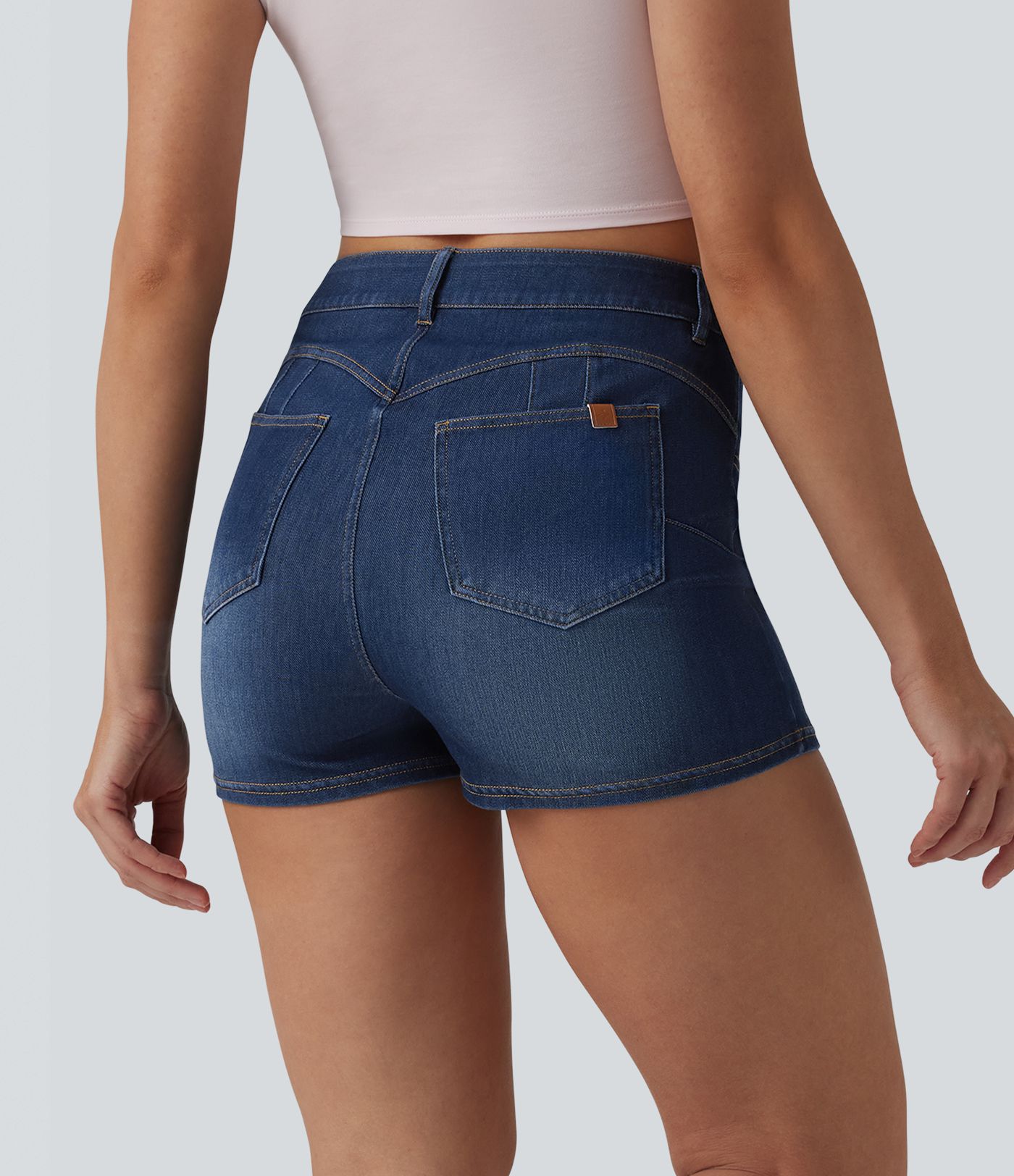 Halara Flex™ Skort moulant micro-court en denim taille haute avec poches