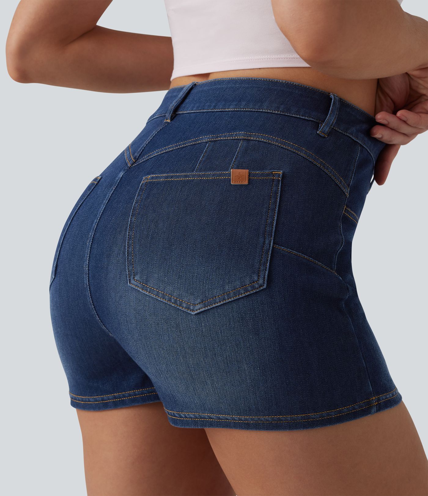 Halara Flex™ Skort moulant micro-court en denim taille haute avec poches