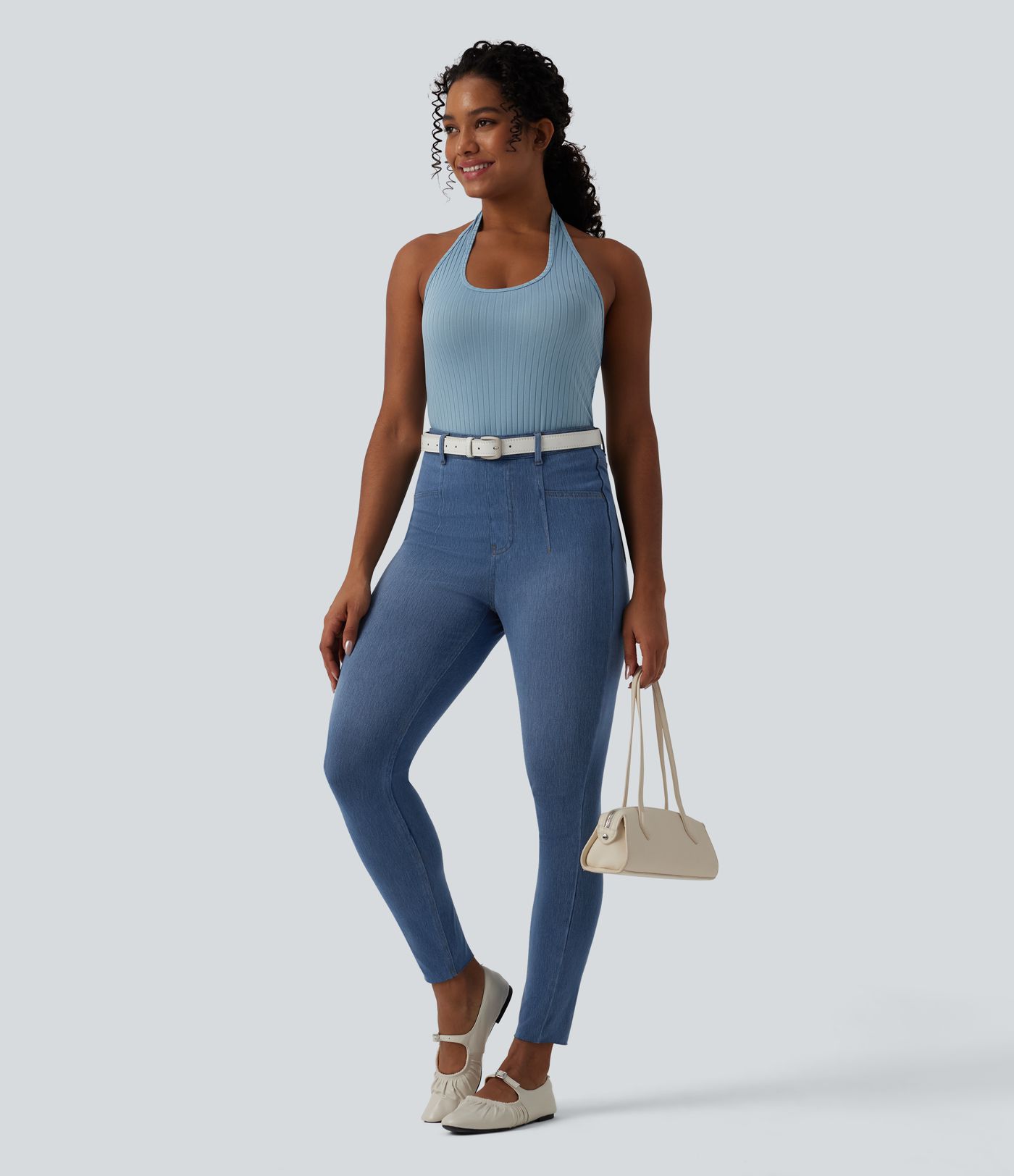 Halara Flex™ High Waisted Tummy Control Denim Casual Leggings with Pockets