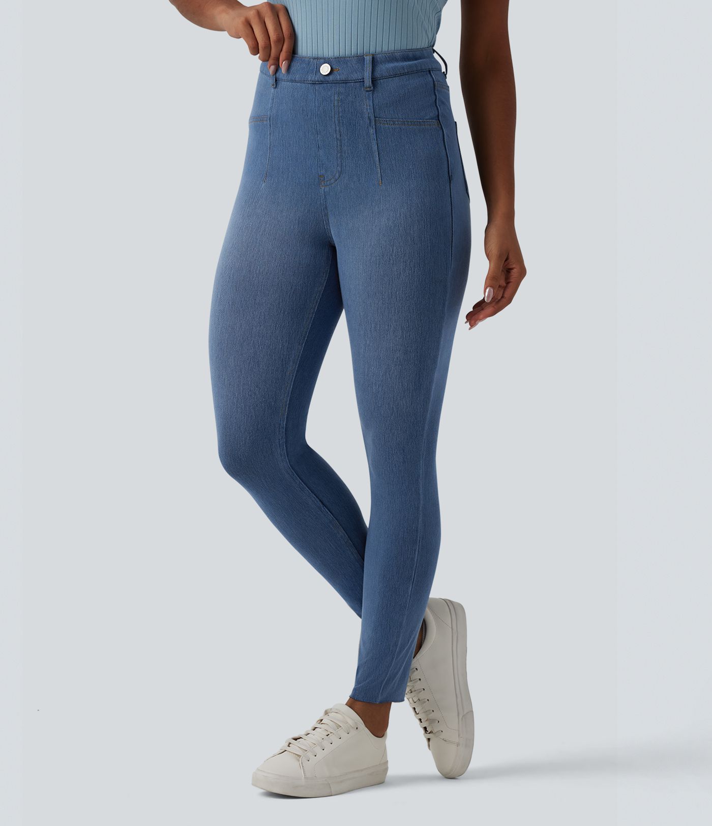 Halara Flex™ High Waisted Tummy Control Denim Casual Leggings with Pockets