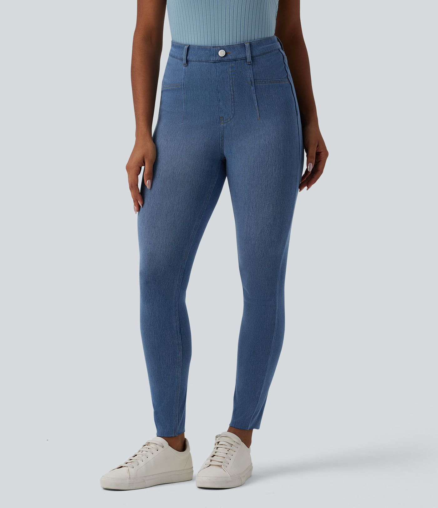 Halara Flex™ High Waisted Tummy Control Denim Casual Leggings with Pockets