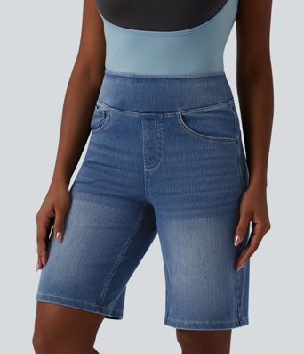 Halara Flex™ Bermuda casual en jean taille haute avec poches