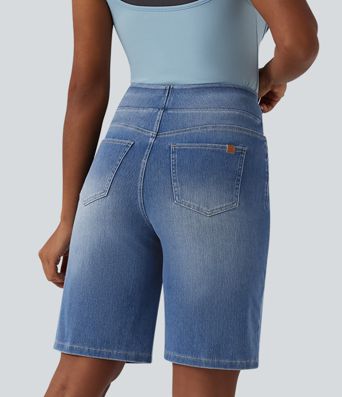 Halara Flex™ Bermuda casual en jean taille haute avec poches