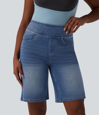 Halara Flex™ Bermuda casual en jean taille haute avec poches