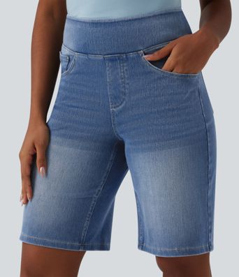 Halara Flex™ Bermuda casual en jean taille haute avec poches