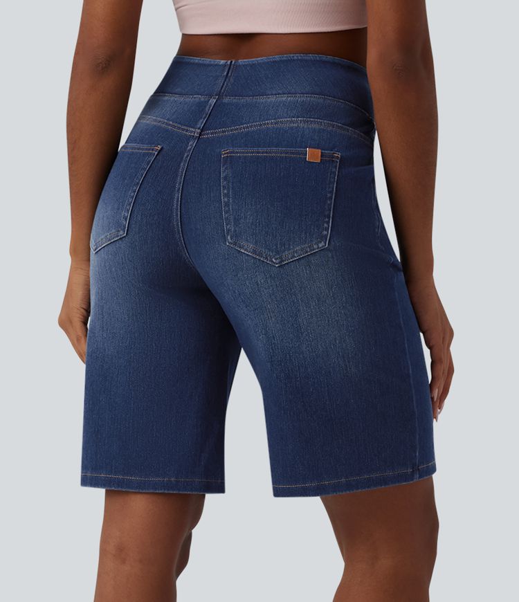 Halara Flex™ High Waisted Denim Casual Bermuda Shorts with Pockets