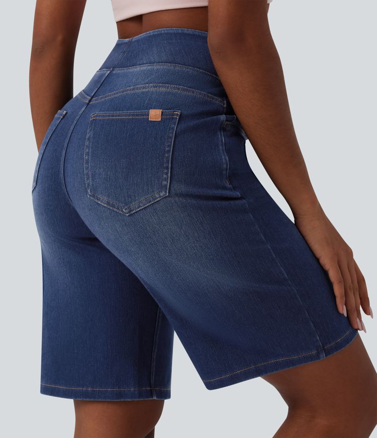 Halara Flex™ High Waisted Denim Casual Bermuda Shorts with Pockets