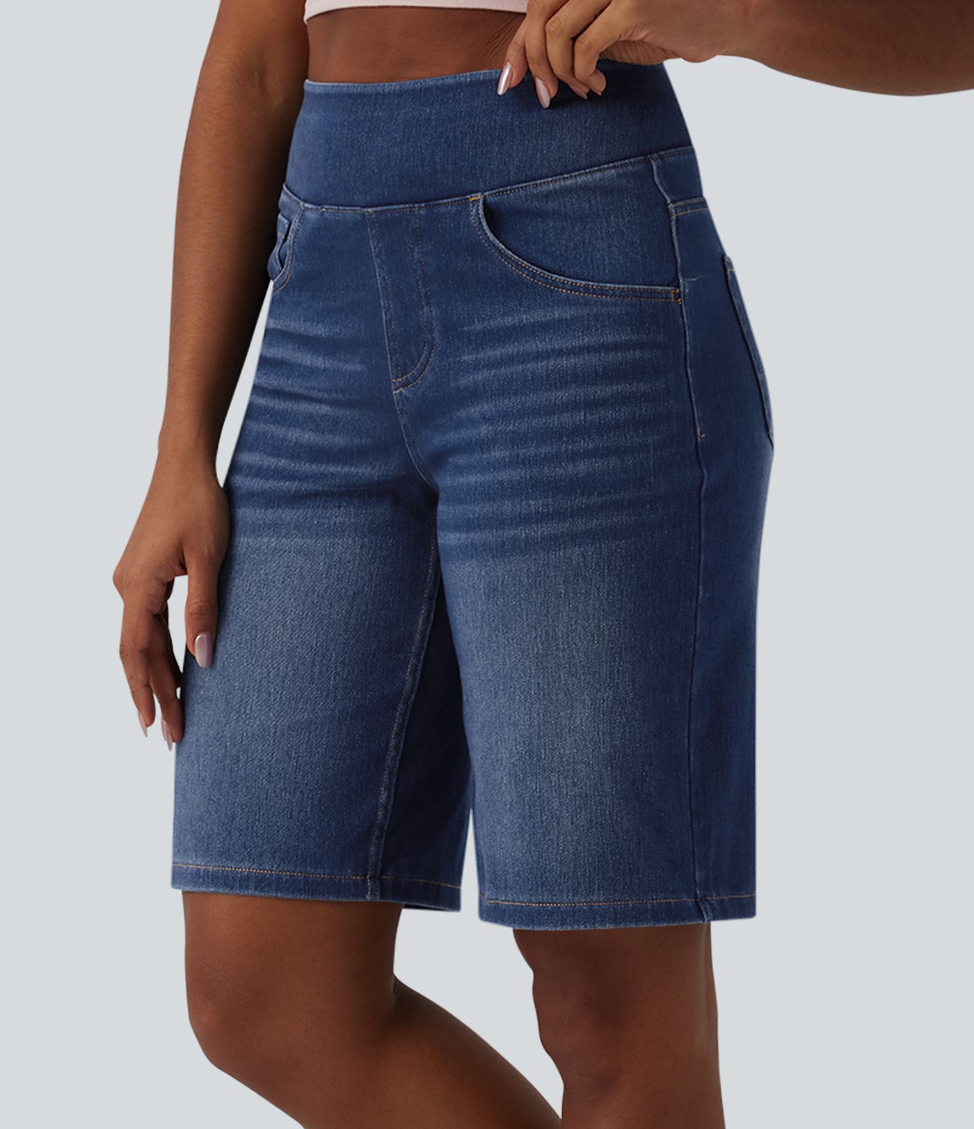 Halara Flex™ High Waisted Denim Casual Bermuda Shorts with Pockets
