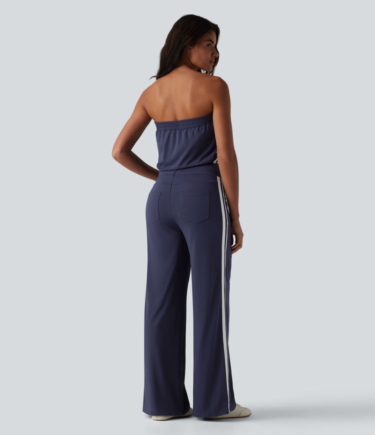 SoftlyZero™ QuickDry Tube Side Stripes Casual Jumpsuit with Pockets-Easy Peezy