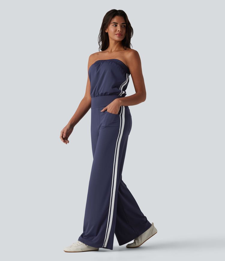 Combinaison casual bustier bandes latérales rayures à séchage rapide SoftlyZero™ QuickDry avec poches - Easy Peasy