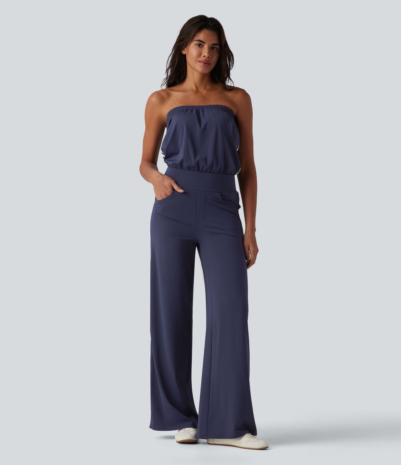 SoftlyZero™ QuickDry Tube Side Stripes Casual Jumpsuit with Pockets-Easy Peezy