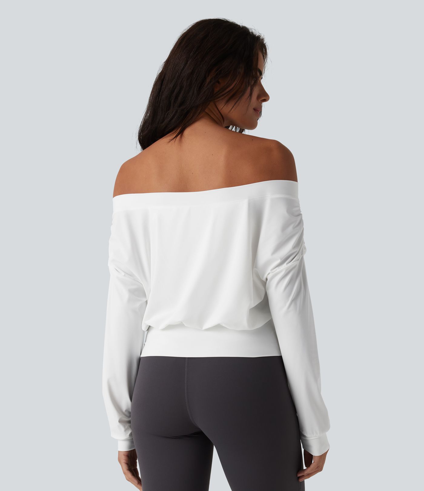 Off Shoulder Long Sleeve Oversize Cool Touch Quick Dry Yoga Sports Top